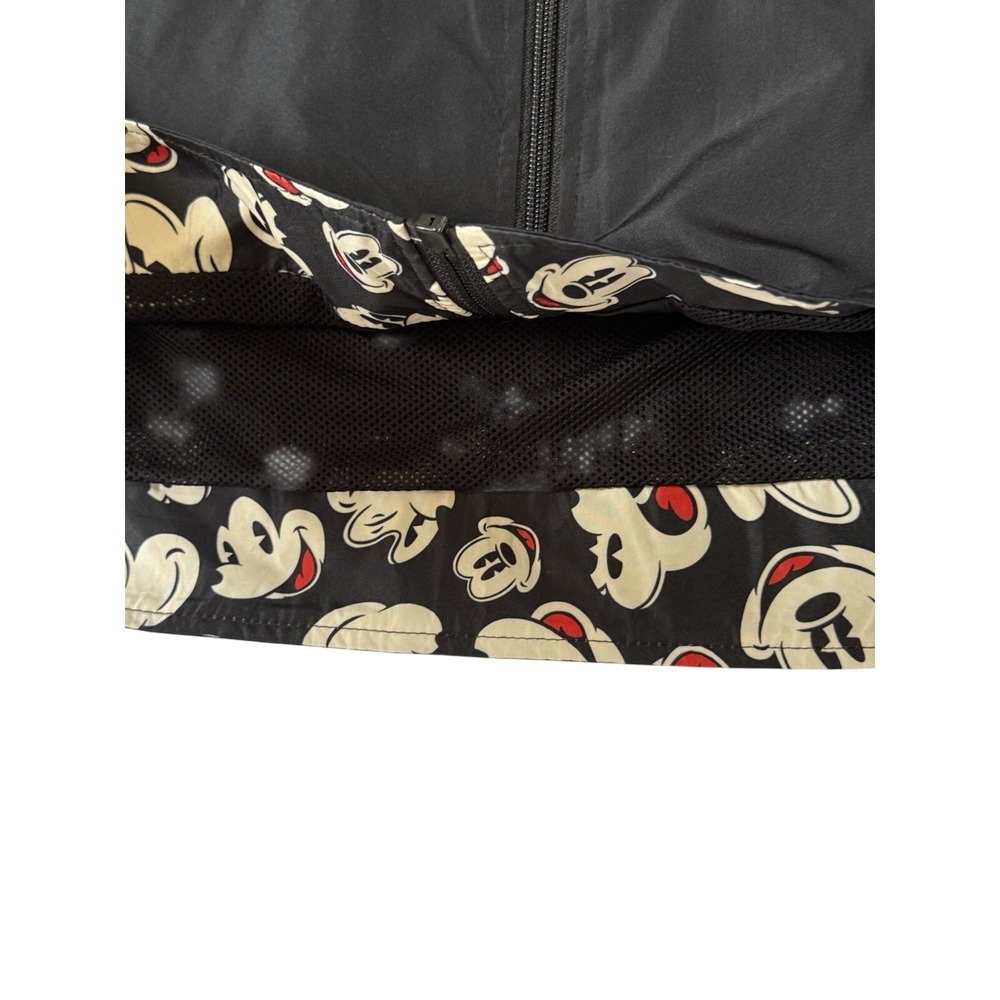 Disney Parks Mickey Mouse Windbreaker Jacket Black Hooded Zip Up Womens XS New - Picture 3 of 5